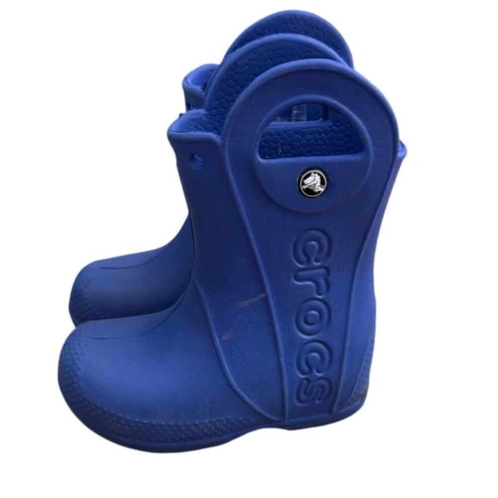 Crocs Handle It Pull On Rain Boots Blue Toddler Size 7